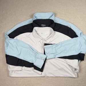 Barbell Apparel Mens 3XL Lot of 3 Motive Dress Shirt Blu/Blk/Wht Performance